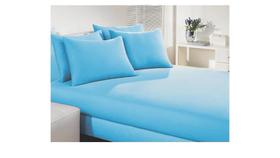 Lençol Solteiro Liso Com Elástico Malha 100% Algodão Comfort Azul Claro ( 10612 )