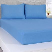 Lençol Solteiro Serena Malha 100% Algodão 88x188x23cm Azul