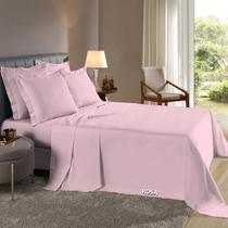 Lençol Super King 3 pçs Fronhas com Abas Percal 200 fios 100% Algodão