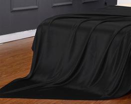 Lençol Superior Avulso Casal King Cetim Seda Preto Brilho