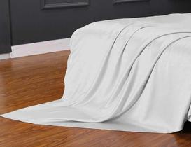 Lençol Superior Avulso Casal Queen Cetim Seda Cinza Brilho