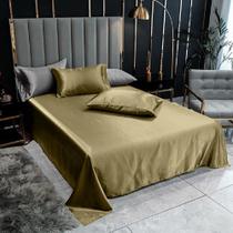 Lençol Superior Casal King Com 2 Fronhas Cetim Seda Cobre Lençol Superior Casal King Com 2 Fronhas Cetim Seda Cobre