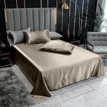 Lençol Superior Casal Padrão Com 2 Fronhas Cetim Seda Bege Lençol Superior Casal Padrão Com 2 Fronhas Cetim Seda Bege