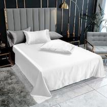 Lençol Superior Casal Queen Com 2 Fronhas Cetim Seda Brilho