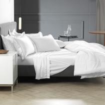 Lençol Superior Cetim 250 Fios Solteiro Altenburg Hotel Soutache Listrado Cinza Chumbo