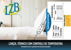 Lençol Térmico Solteiro Com Controle 2 Temperaturas - LZB Lençóis Térmicos