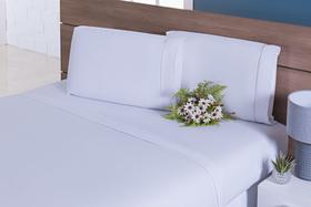 Lençol Viúva 3 Peças 128x188x30 C/ Elástico100% ALG 200 Fios branco