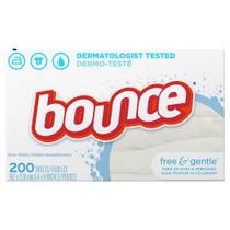 Lenços amaciantes para secadora Bounce Free & Gentle 200 unidades Lenços amaciantes para secadora Bounce Free & Gentle 200 unidades