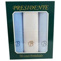 Lenços Com Letras Presidente De Bolso 41cm 100 Algodão 3 Unidades