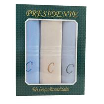 Lenços Com Letras Presidente De Bolso 41cm 100 Algodão 3 Unidades