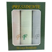 Lenços Com Letras Presidente De Bolso 41cm 100 Algodão 3 Unidades