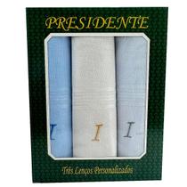 Lenços Com Letras Presidente De Bolso 41cm 100 Algodão 3 Unidades