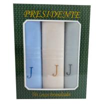 Lenços Com Letras Presidente De Bolso 41cm 100 Algodão 3 Unidades