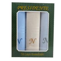 Lenços Com Letras Presidente De Bolso 41cm 100 Algodão 3 Unidades