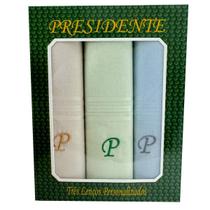 Lenços Com Letras Presidente De Bolso 41cm 100 Algodão 3 Unidades