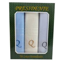 Lenços Com Letras Presidente De Bolso 41cm 100 Algodão 3 Unidades