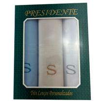 Lenços Com Letras Presidente De Bolso 41cm 100 Algodão 3 Unidades