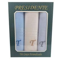 Lenços Com Letras Presidente De Bolso 41cm 100 Algodão 3 Unidades