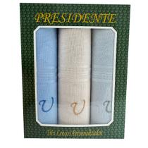 Lenços Com Letras Presidente De Bolso 41cm 100 Algodão 3 Unidades