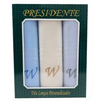 Lenços Com Letras Presidente De Bolso 41cm 100 Algodão 3 Unidades