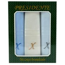 Lenços Com Letras Presidente De Bolso 41cm 100 Algodão 3 Unidades