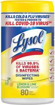 Lenços Desinfetantes Reckitt Lysol Limão e Lima 80 Unidades Pacote com 6 Lenços Desinfetantes Reckitt Lysol Limão e Lima 80 Unidades Pacote com 6