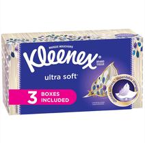 Lenços faciais Kleenex Ultra Soft, pacotes de 3, 120 lenços