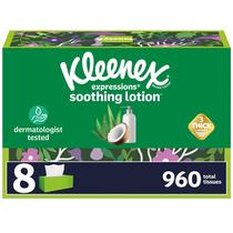 Lenços faciais, loção Kleenex com óleo de coco, 3 camadas, 180 folhas Lenços faciais, loção Kleenex com óleo de coco, 3 camadas, 180 folhas