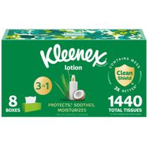 Lenços faciais, loção Kleenex com óleo de coco, 3 camadas, 180 folhas