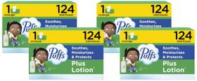Lenços Faciais Puffs Plus com Loção 124 Unidades Pacote com 4 Lenços Faciais Puffs Plus com Loção 124 Unidades Pacote com 4