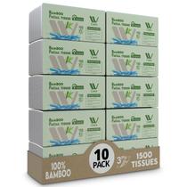 Lenços faciais WBM Care Bamboo de 3 camadas, 150 folhas x 10 pacotes