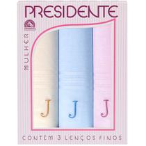 Lenços Femininos Bordados c/ Letra Presidente Algodão 30x30 Lenços Femininos Bordados c/ Letra Presidente Algodão 30x30