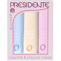 Lenços Femininos Bordados c/ Letra Presidente Algodão 30x30 Lenços Femininos Bordados c/ Letra Presidente Algodão 30x30