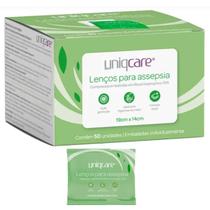 Lenços Para Assepsia 19x14Cm Swab Alcool 70% 50 Unid. Uniqcare