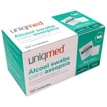 Lenços swabs umedecidos álcool70% sachê assepsia uniqmed
