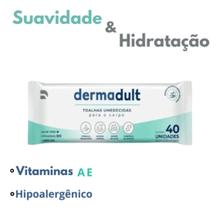 Lenços Toalhas Umedecidas Para O Corpo Dermadult Com 40 Und