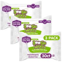 Lenços umedecidos Boogie, toalhetes salinos para bebês e crianças, lenços umedecidos nasal para alívio de alergias, rosto, mãos e corpo, feitos com vitamina E, aloe e solução salina natural, sem perfume, 30 unidades (pacote com 3) Lenços umedecidos Boogie, toalhetes salinos para bebês e crianças, lenços umedecidos nasal para alívio de alergias, rosto, mãos e corpo, feitos com vitamina E, aloe e solução salina natural, sem perfume, 30 unidades (pacote com 3)