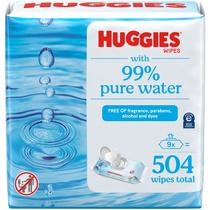 Lenços Umedecidos Huggies para Bebês - 99% Água Pura, Sem Perfume, 504 Unidades