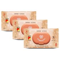 Lenços umedecidos laváveis WONDERFUL Lemon Citrus, 180 toalhetes, pacote com 3
