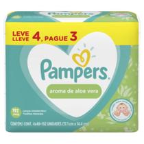 Lenços Umedecidos Pampers Aloe Vera - 4 Pacotes com 48 Lenços - Total 192 Lenços Lenços Umedecidos Pampers Aloe Vera - 4 Pacotes com 48 Lenços - Total 192 Lenços