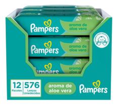 Lenços Umedecidos Pampers, Aroma De Aloe Vera 12 Pacotes Em Total 576 Unidades