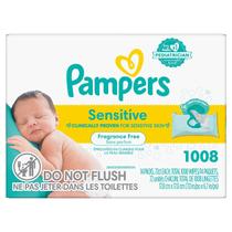 Lenços Umedecidos Pampers Sensitive para Bebê, 1008 Unidades, Sem Fragrância