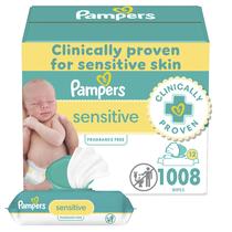 Lenços Umedecidos Pampers Sensitive para Bebês - 1008 Unidades - Base de Água