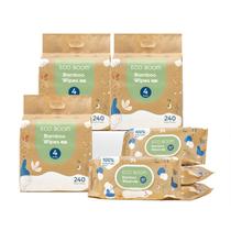 Lenços umedecidos para bebês ECO BOOM de bambu 100% à base de plantas (960 unidades)