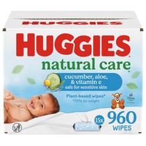 Lenços umedecidos para bebês Huggies Natural Care Pepino, Aloe e Vitamina E Lenços umedecidos para bebês Huggies Natural Care Pepino, Aloe e Vitamina E