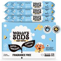 Lenços umedecidos para bebês Molly's Suds Sensitive Clean 99% Water 576 toalhetes