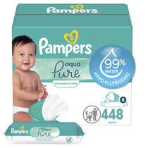 Lenços umedecidos para bebês Pampers Aqua Pure Sensitive 99% de água 448 unidades