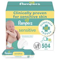 Lenços umedecidos para bebês Pampers Sensitive à base de água (504 toalhetes)