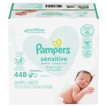 Lenços umedecidos para bebês Pampers Sensitive, sem perfume, 448 unidades