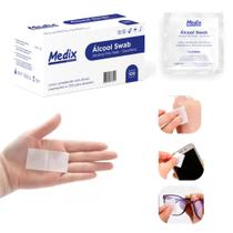 Lenços Umedecidos Saches Álcool Swab 70% Medix Kit Com 400 unidades